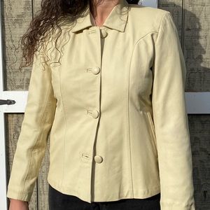 Cream vintage vegan leather jacket